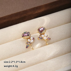 Fashion S925 Silver Freshwater Pearl Crushed Shell Flower Stud Earrings for Girls Sweet Jewelry for Women Ladies Wholesale
