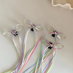 Colorful Ribbon Bowknot Fabric Hair Claw Clips Cute Princess Style Glitter Accessory for Baby Girls and Kids for Party