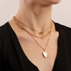 Fashion Sweet Heart Shaped Layered Wearing Necklaces for Girls Spicy Glamorous Jewelry for Women Ladies Accessories Wholesale