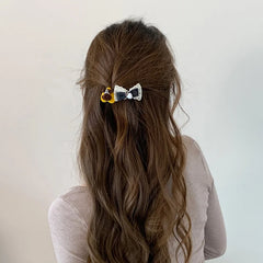 Cute Sweet Hair Clips Little Bear Knitted Bowknot Comb Hair Clips for Women Girls Ladies Fashion Hair Accessories Wholesale New