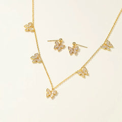 Fashion Refined Sweet Elegant Necklaces for Girls Dainty Glamorous Luxury Stud Earrings Jewelry Sets for Women Lady Accessories