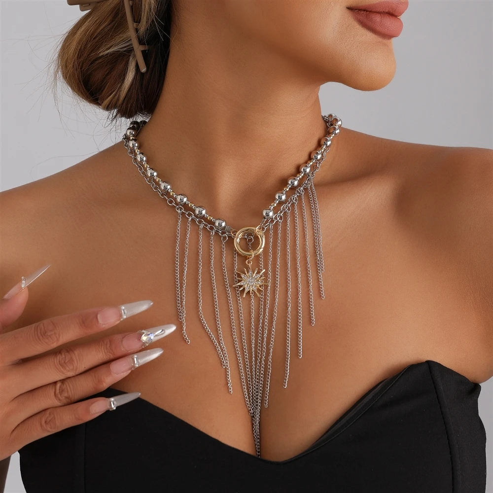 Fashion Tassel Beads Layered Wearing Necklaces for Girls Punk Spicy Jewelry for Women Ladies Accessories Chinese Supplier