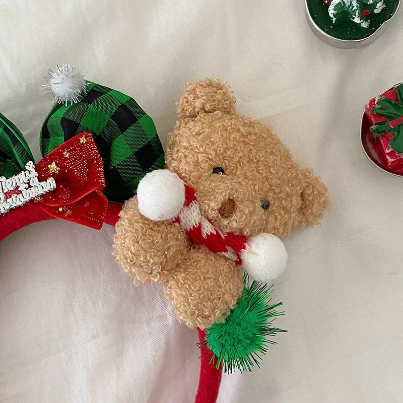 2025 Christmas Bowknot Bear Classic Hair Band for Girls Sweet Cute Animals Head Band for Women Ladies Hair Accessories in Stock