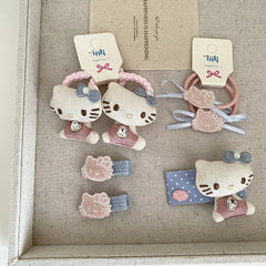 Kids Pink Animals Bowknot Lovely Sweet Fashion High Elastic Quality Wholesale in Stock Girls Scrunchies Hair Clips Accessories