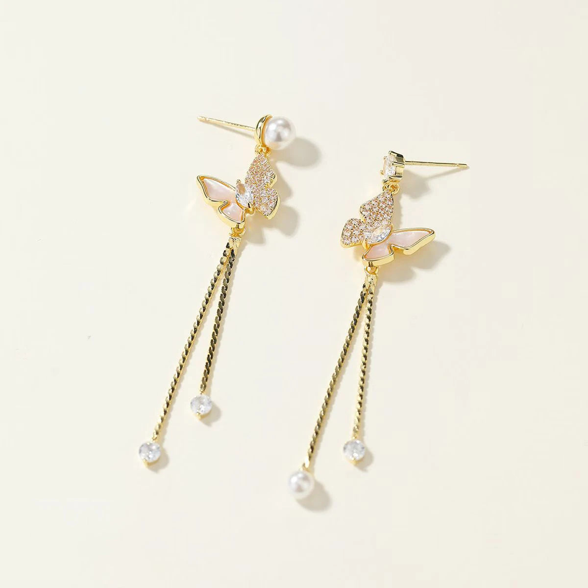 Fashion Elegant Trendy Tassel Butterfly Drop Earrings for Girls Sweet Dainty Glamorous Jewelry for Women Ladies Accessories