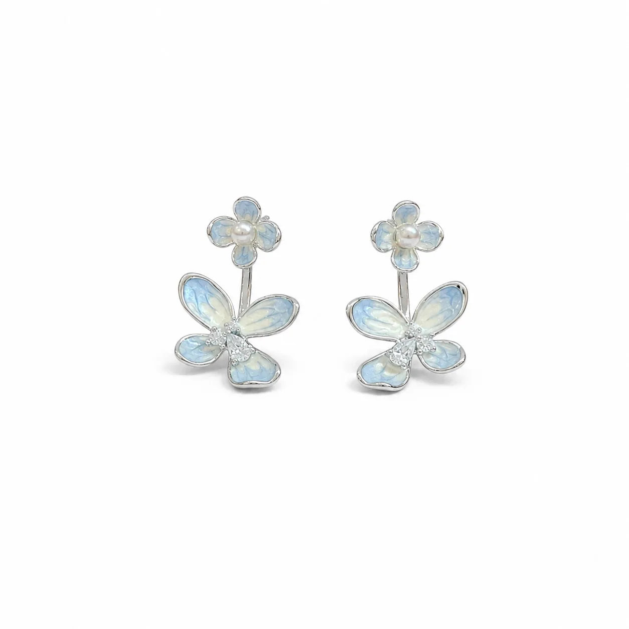 Fashion Freshwater Pearl S925 Silver Jewelry Sets for Girls Flower Copper White K Plated Earrings Necklaces for Women Ladies