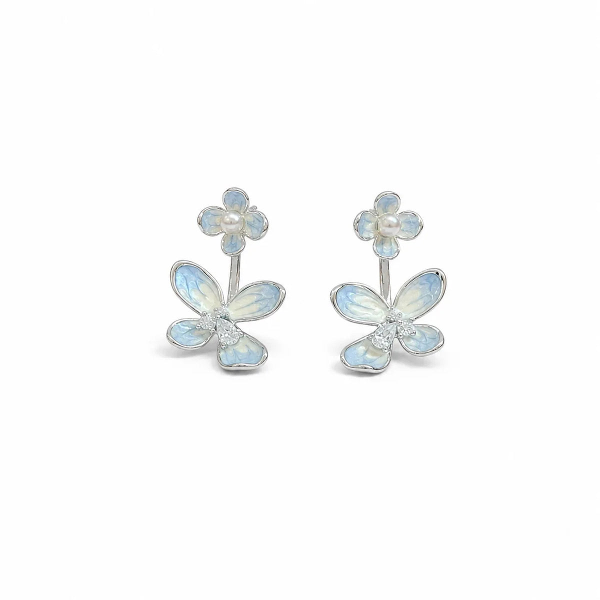 Fashion Freshwater Pearl S925 Silver Jewelry Sets for Girls Flower Copper White K Plated Earrings Necklaces for Women Ladies