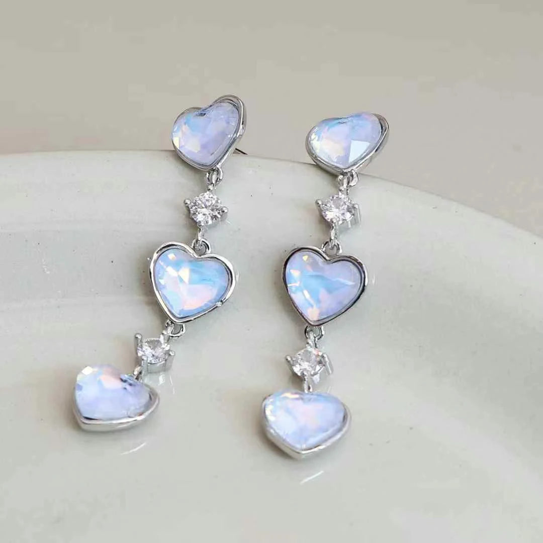 Female Heart Shape Long Drop Earring Fashion Chic Sweet Charms Luxurious Bulk Order Jewelry Accessories for Women Daily Causal