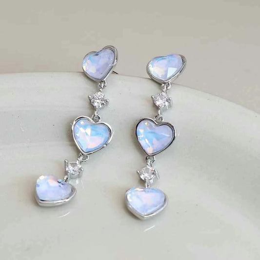 Female Heart Shape Long Drop Earring Fashion Chic Sweet Charms Luxurious Bulk Order Jewelry Accessories for Women Daily Causal