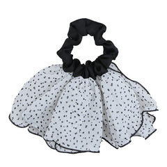 Hot Sale Medium Scrunchies Hair Claws Simple Fashion Black Dots White Fabric Wholesale Stock Hair Ties Clips Accessory Set for