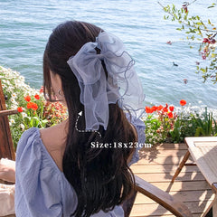 Brand New Lustrous Tulle Bowknot Hair Clips for Girls Solid Color Sweet Fashion Chic Barrette for Women Ladies Hair Accessories
