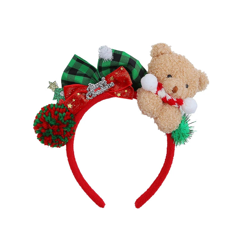 2025 Christmas Bowknot Bear Classic Hair Band for Girls Sweet Cute Animals Head Band for Women Ladies Hair Accessories in Stock