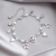 Fashion Sweet Star Imitation Pearl Bracelets for Girls Glamorous Kawaii Cute Refined Jewelry for Women Ladies Accessories