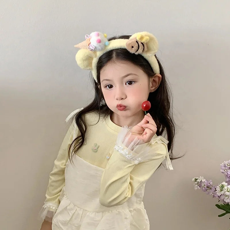 Cute Fashion Sweet Fluffy Hair Bands for Baby Girls Animals Bear Bowknot Bee Head Bands for Kids Children Hair Accessories