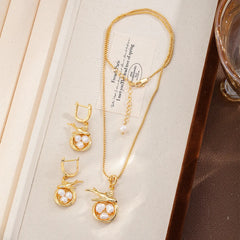 Women Gold 18k Gold-plated Freshwater Pearl Bird Necklace Earring Rings Factory Price Charms Fashion Jewelry Sets for Female