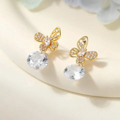 Fashion Fairy Butterfly Elegant Glitter Rhinestone Drop Earrings for Girls Sweet Jewellry for Women Lady Accessories Bijuterias