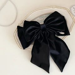 Women Black Velvet Large Bowknot Barrette Clips Fashion Elegant Graceful Customized Bulk in Stock Causal Hair Clips Accessories