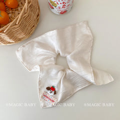 Sweet Cute Red Grid Dots Animals Bowknot Print Kerchief Scrunchies Kids Daily Fashion Hair Ties Accessories for Girls