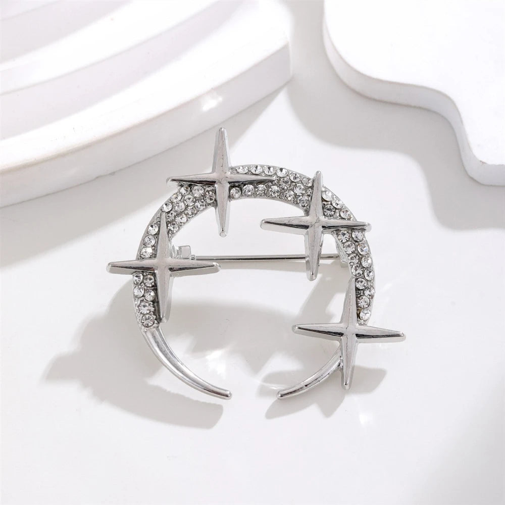 Fashion Glitter Rhinestone Sweet Elegant Brooches for Girls Stylish Trendy Pins Jewelry for Women Ladies Accessories New Design