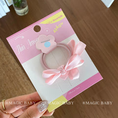 Sweet Cute Solid Color Bowknot Scrunchie for Girls Fashion Kawaii Simple Hair Ties for Kids Children Hair Accessories in Stock