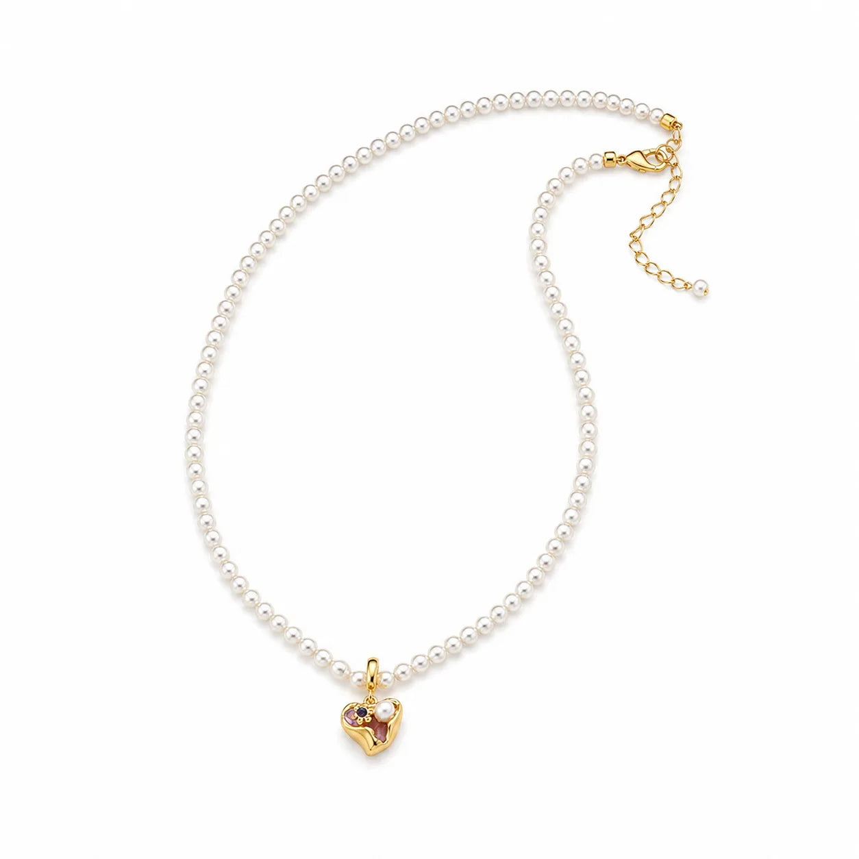 Fashion Copper 18K Gold Pearl Necklaces for Girls Elegant Sweet Drip Glaze Jewelry for Women Ladies Wholesale Manufacturer