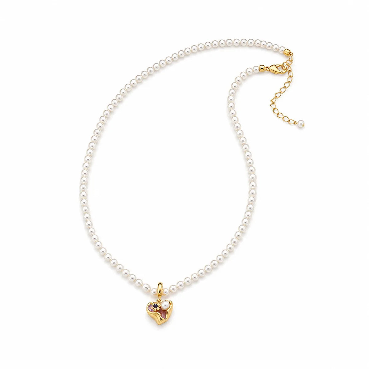 Fashion Copper 18K Gold Pearl Necklaces for Girls Elegant Sweet Drip Glaze Jewelry for Women Ladies Wholesale Manufacturer