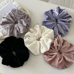Female Velvet Solid Colored Large High Elastic Thick Thin Hair Scrunchies Fashion Elegant Simple Hair Ties Accessories for Daily
