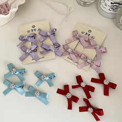 Solid Color Glitter Bowknot Hair Clips for Baby Girls Sweet Cute Fashion Alligators Hair Accessories Fabric Material for Parties