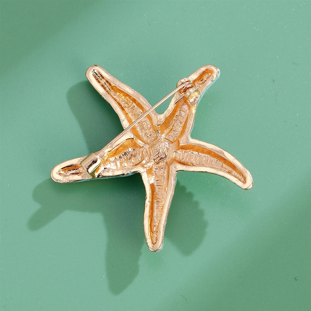 Fashion Ocean Style Starfish Glitter Brooches for Girls Sweet Elegant Pins Jewelry for Women Ladies Accessories Wholesale