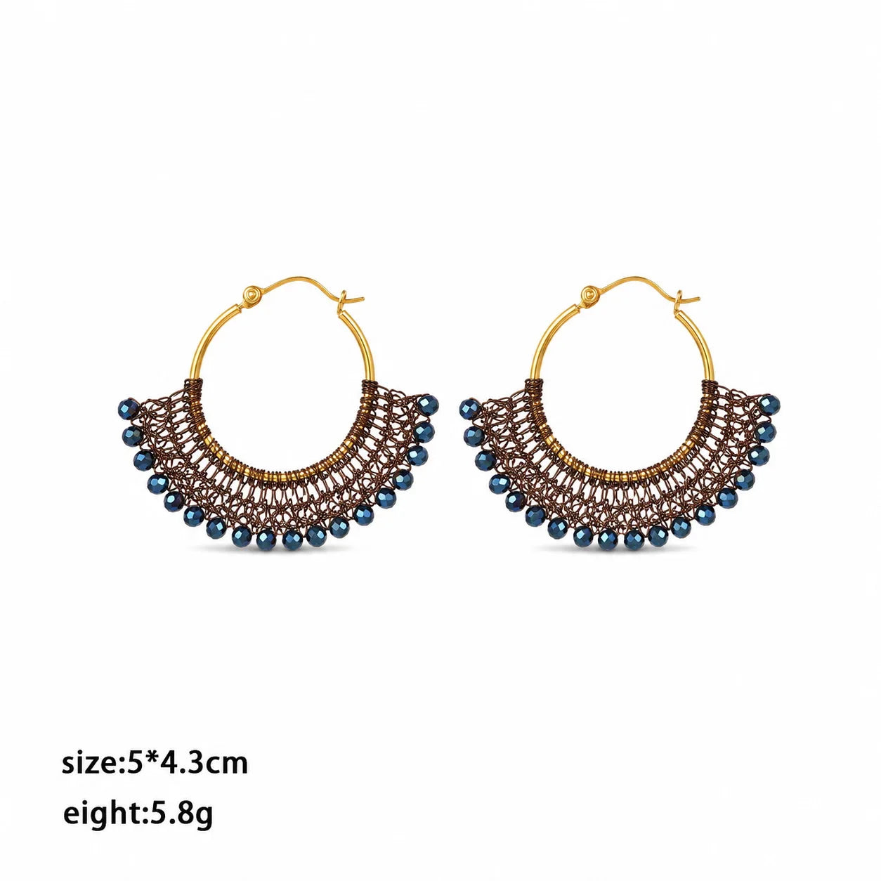 Female Vintage Elegant Zircon Natural Stone Copper Wire Hoop Earring Mixed Order Accepted in Stock Jewelry for Women Party Use