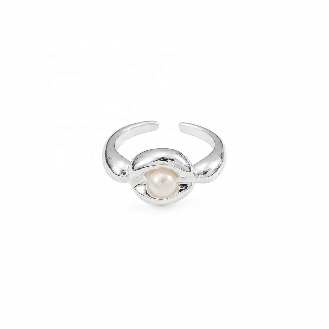 Women Solid Color Pearl 18k Gold-plated White K Minimalistic Rings Fashion Charms Low MOQ in Stock Jewelry for Female Daily Use
