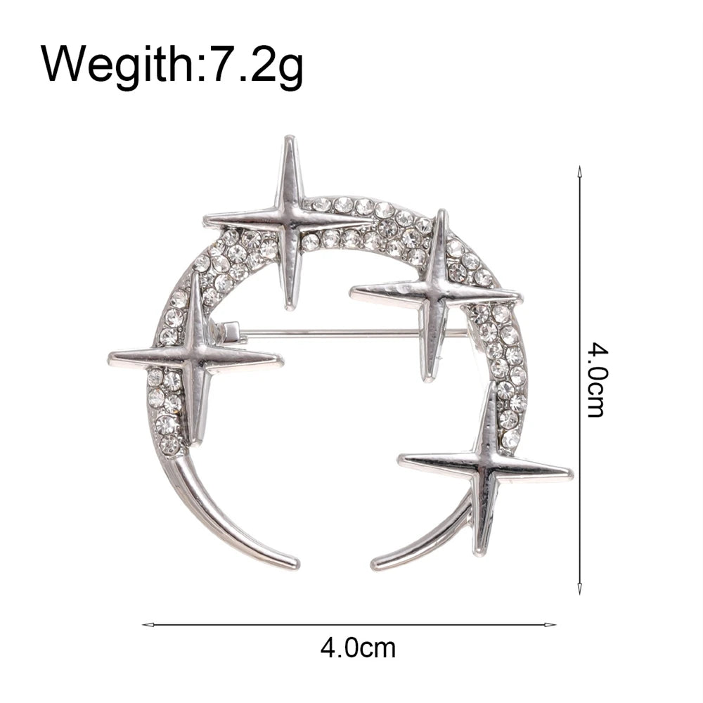 Fashion Glitter Rhinestone Sweet Elegant Brooches for Girls Stylish Trendy Pins Jewelry for Women Ladies Accessories New Design