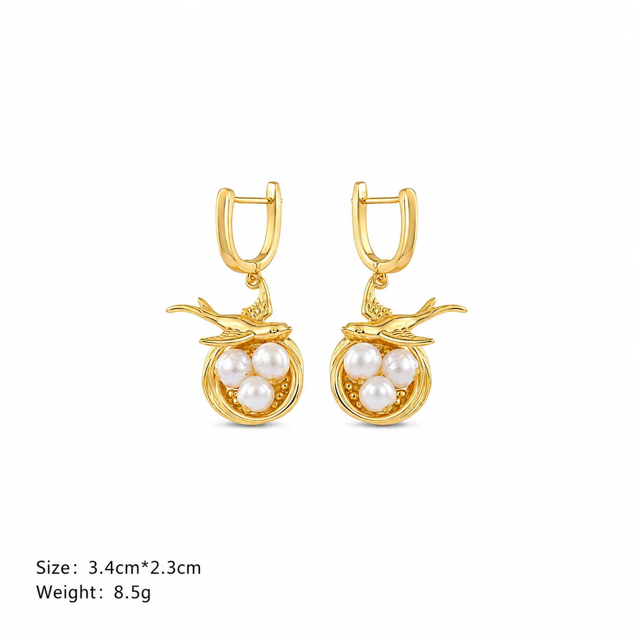 Women Gold 18k Gold-plated Freshwater Pearl Bird Necklace Earring Rings Factory Price Charms Fashion Jewelry Sets for Female