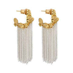 European and American Fashion Earrings Metal Geometric Chain Tassel Earrings Contrast Color Designer Personality Earrings Women