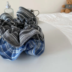 Fabric Plaid Black Blue Ponytail Holder Hair Thick Thin Hair Fashion Elegant in Stock Hair Ties Accessories for Women Kids Daily