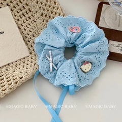 Fashion Cute Solid Color Kitty Cat Bowknot Scrunchies Sweet Kawaii Hair Ties for Baby Girls and Kids Children Hair Accessories