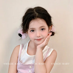 Girly Aesthetic Bowknot Dots Solid Colored Elastic Scrunchies Fashion Sweet Ponytail Holder Kids in Stock Hair Ties Accessories