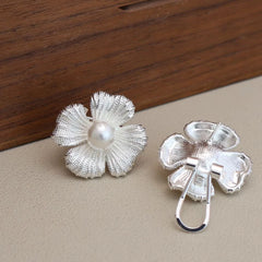 Girls Imitation Pearl Flower Shape Small Stud Earring Fashion Graceful Elegant High Quality Wholesale Daily Jewelry Accessories