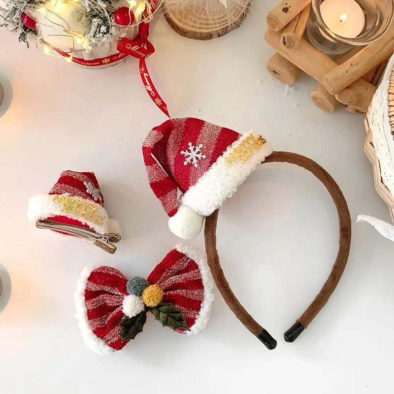 Female 2025 Hot Sale Christmas Festival Hairbands Barrette Fashion Lovely Beauty Hair Clips Headbands Accessories Set for Girls