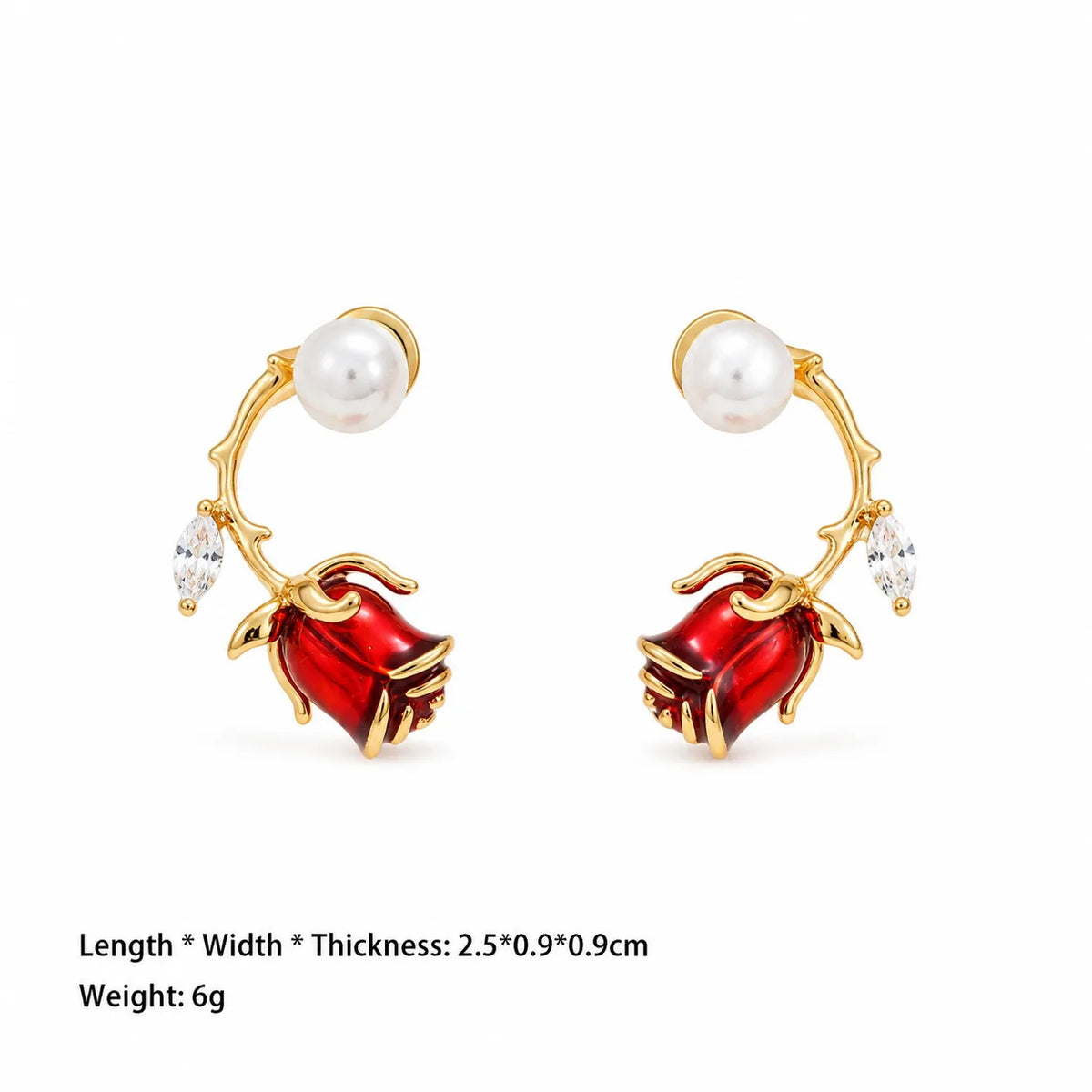 Female Fashion Red Freshwater Pearl S925 Silver 18k Gold-plated Earring Low MOQ Mixed Order Accepted Jewelry for Daily Causal