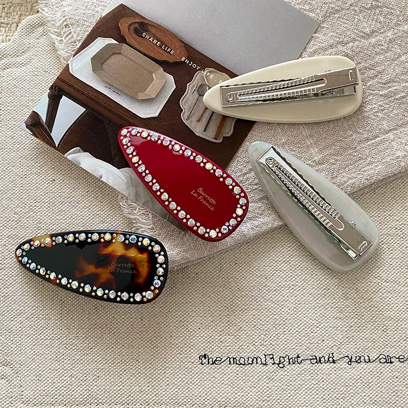 Exquisite Elegant Crystal Hair Clips Teardrop Shape Barrette French Fashion Hairpins Hair Accessories for Women Girls Wholesale
