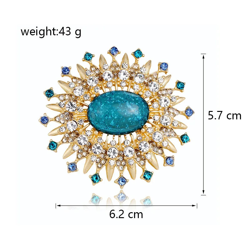 Fashion Luxury Glitter Sparkle Rhinestone Crystal Brooches for Girls Elegant Dainty Bold Jewelry for Women Ladies Accessories