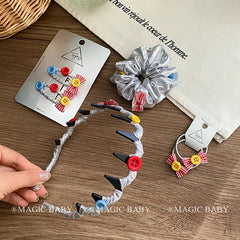 Fashion Simple Silver Scrunchies Cute Bowknot Hair Ties for Baby Girls and Kids Trendy Hair Accessories Stock