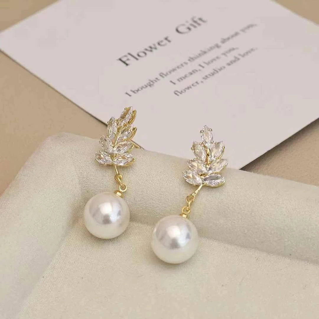 Ladies Hot Sale Imitation Pearl Rhinestone Decorative Drop Earring Fashion Elegant Dainty Charms Bulk Causal Jewelry Accessories