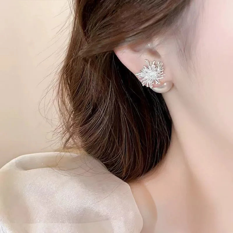 Stylish Dual-wear Firework Imitation Pearl Stud Earrings Elegant Unique Exquisite Sweet Trendy Earrings Jewelry Women Wholesale