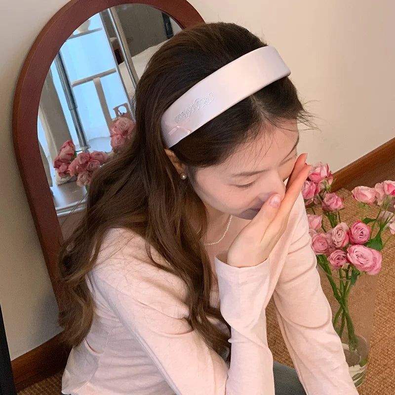 Fashion Glitter Lustrous Simple Head Band for Girls Sweet Elegant Minimalistic Bowknot Hair Band for Women Lady Hair Accessories