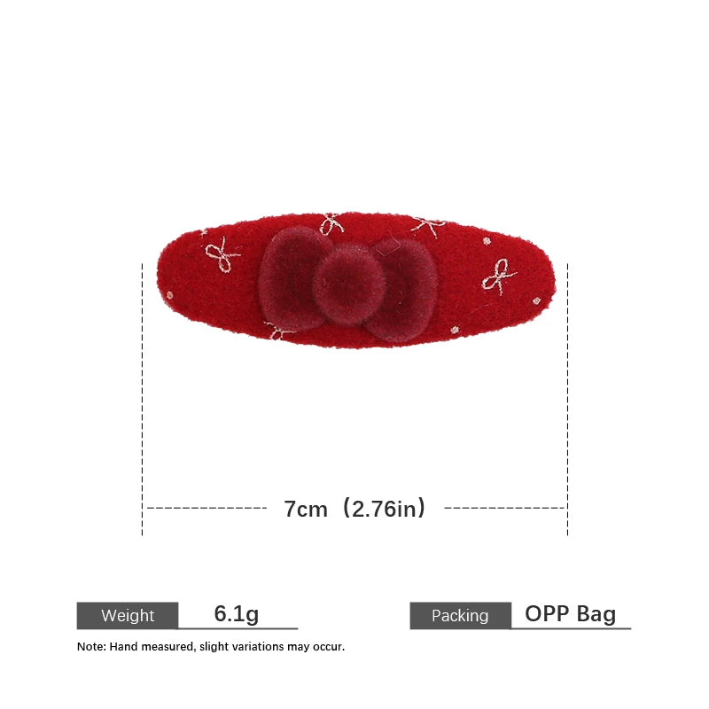 Simple Fashion Solid Color Bowknot Hair Clips for Girls Sweet Trendy Elegant New Year Snap Clips for Women Lady Hair Accessories