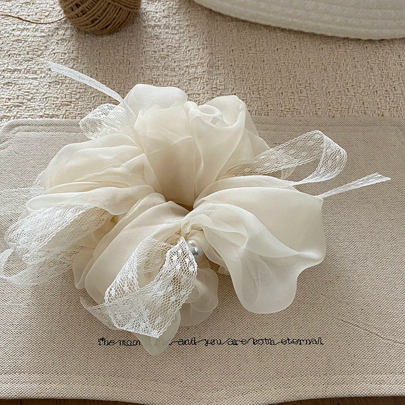 Fashion Elegant Ribbon Sweet Scrunchies for Girls Trendy French Style Hair Ties for Women Ladies Hair Accessories in Stock