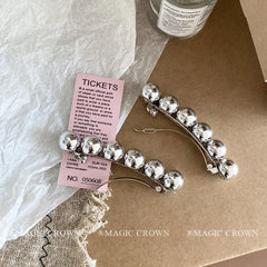 Women's Minimalistic Small Alloy Beads Hair Snap Clips Lustrous Hair Claws for Party Office Use Accessories in Stock