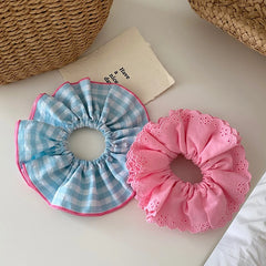 Elegant Graceful Simple Minimalistic Plaid Scrunchies Sweet Cute Hair Ties for Baby Girls Kids Hair Accessories Stock